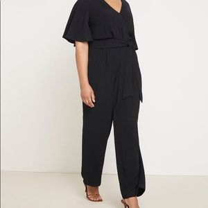 ELOQUII Plus Size Flutter Sleeve Black Jumpsuit